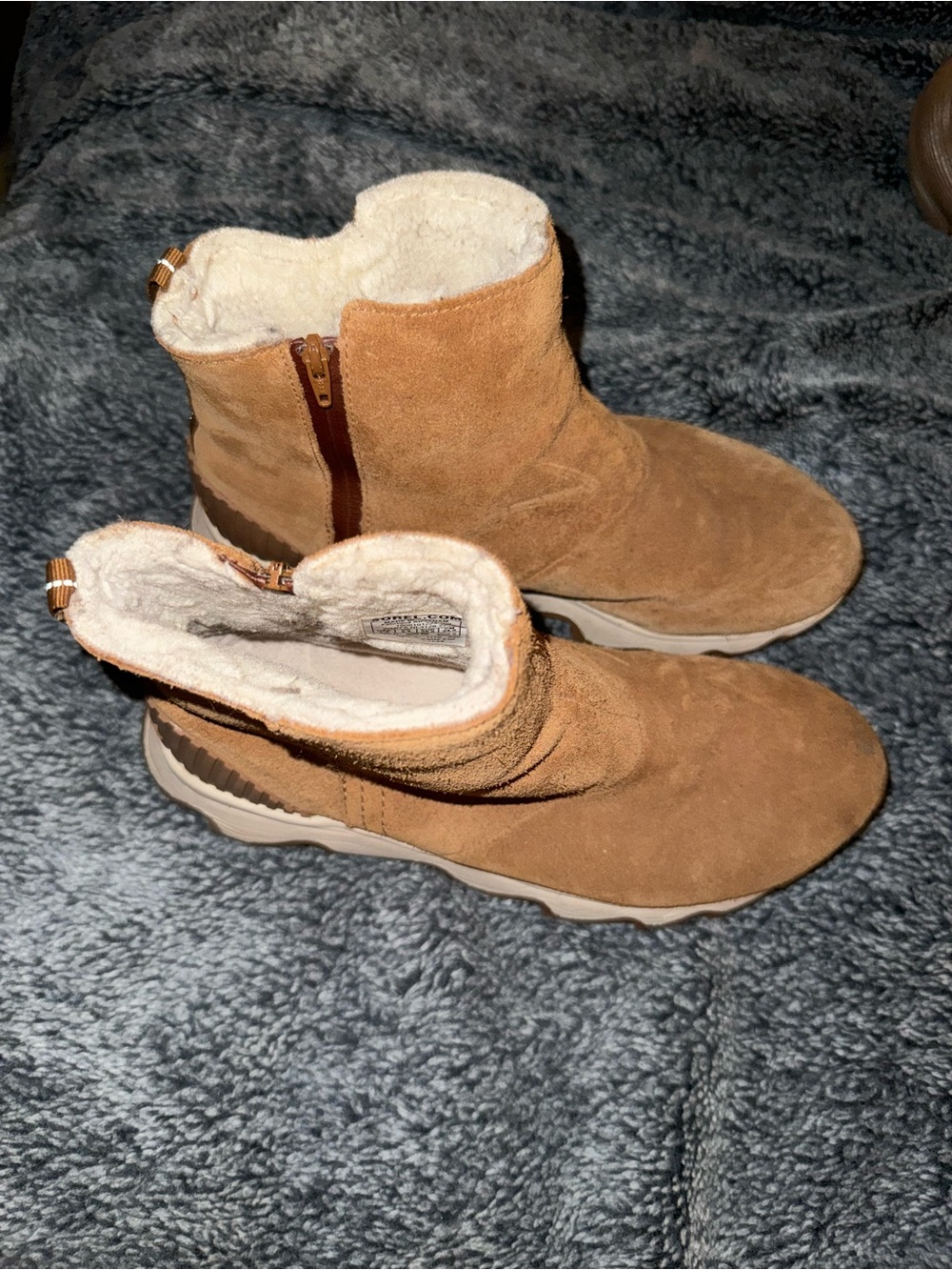 Sorel Chestnut Suede Shearling-Lined Ankle Booties